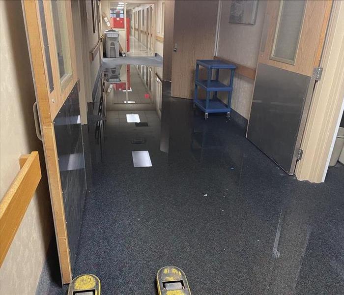 water in hallway of hospital